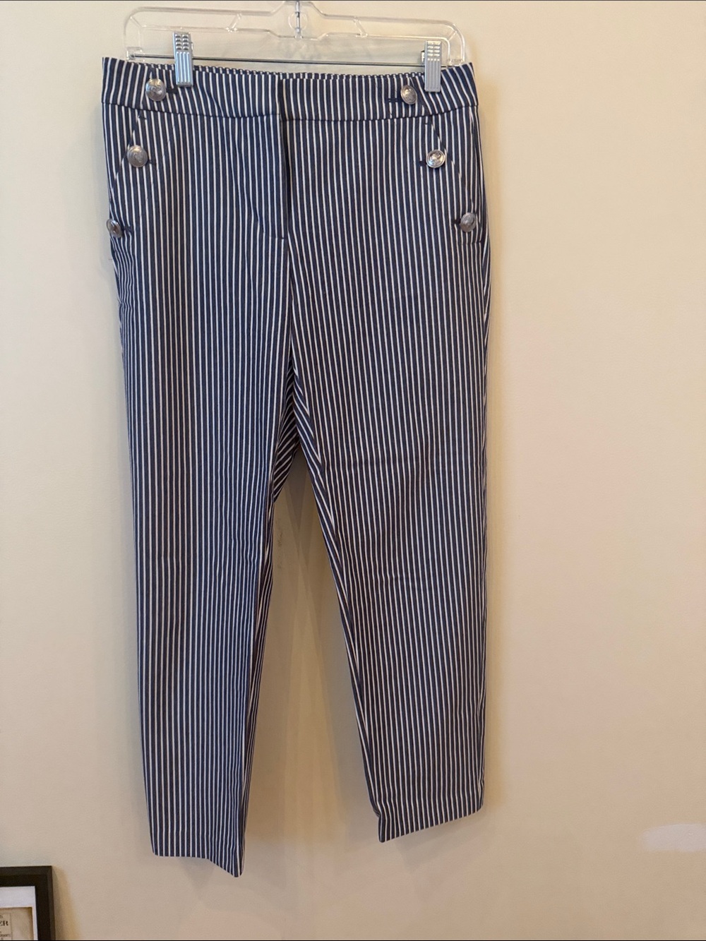 LOFT blue and White Striped ladies riviera slim jeans size 2